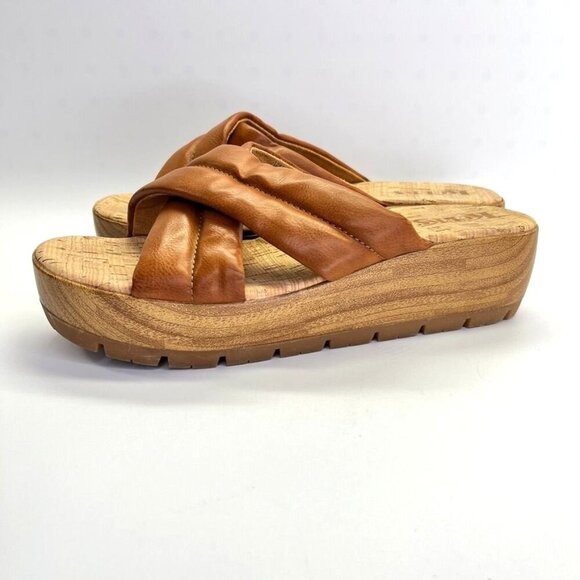 Korks Women’s Faithe Wedge Sandals Size 10M Brown Wood Grain - Picture 1 of 13